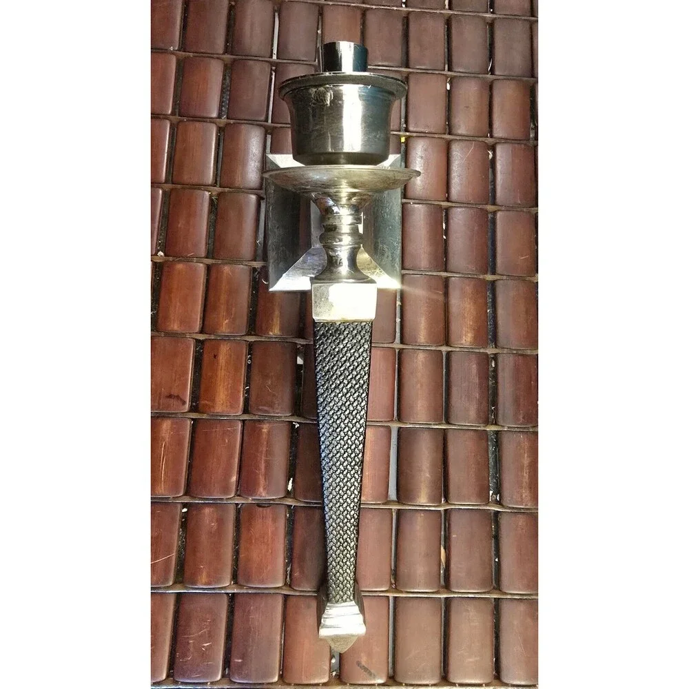 Vintage The Bombay Co. Candle Wall Sconce Silver & Black Art Deco Style 12